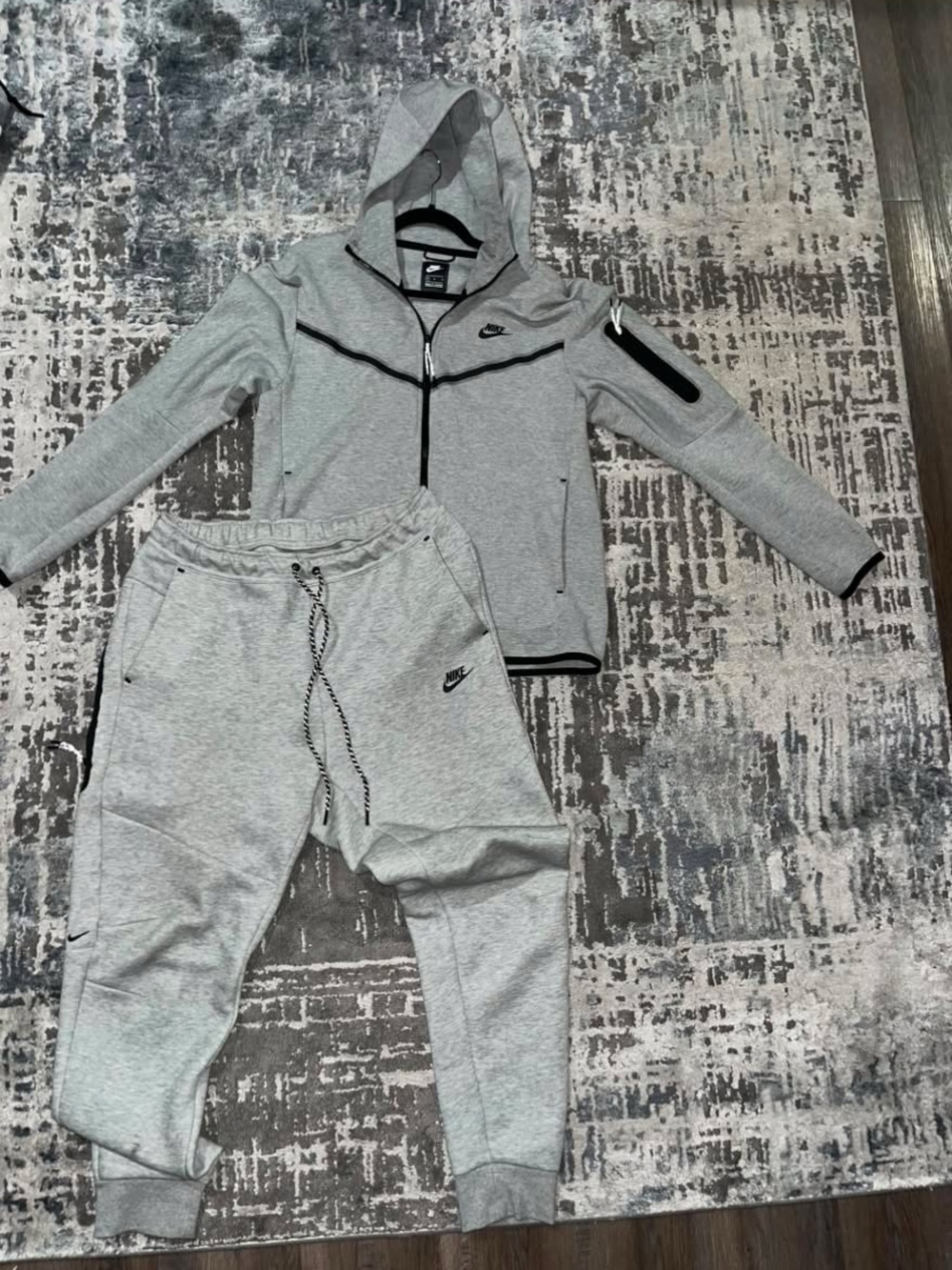 Nike Light Gray Men's Zip-Up Sweater with Black Trim